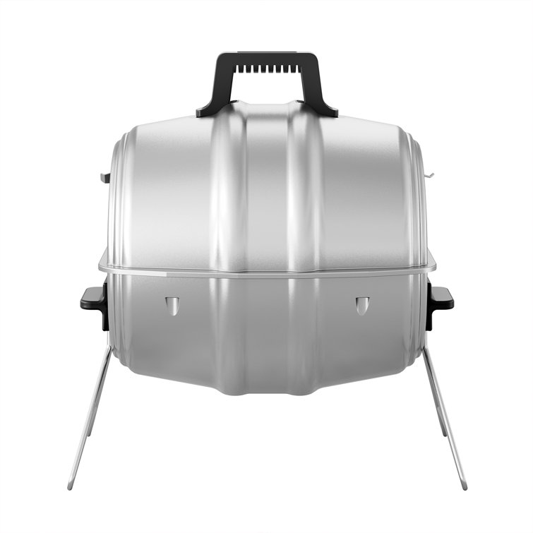 Portable Silver Steel Charcoal BBQ Grill with Keg Design