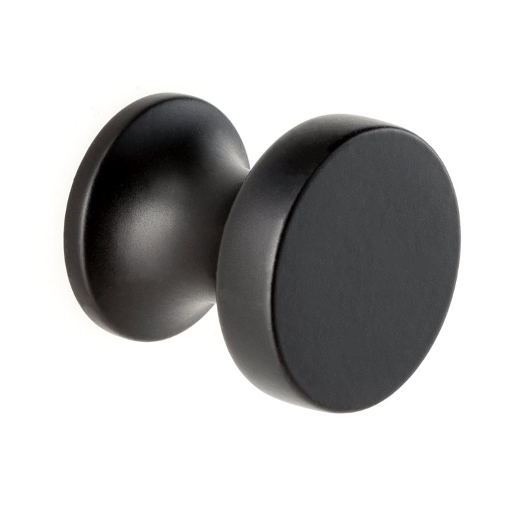 High Desert Matte Black Round Cabinet Knob with Mounting Hardware