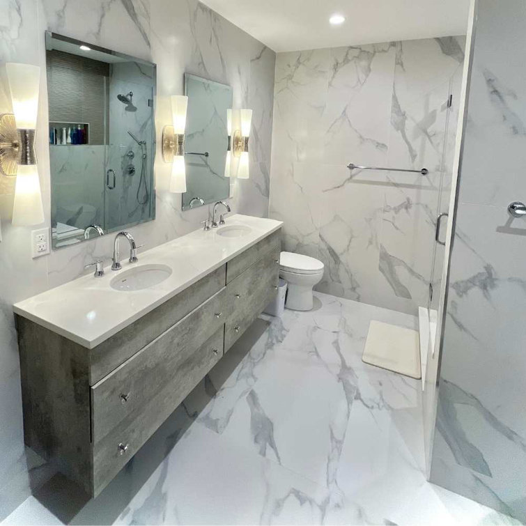 Adonis 24" x 48" White Porcelain Marble Look Floor and Wall Tile