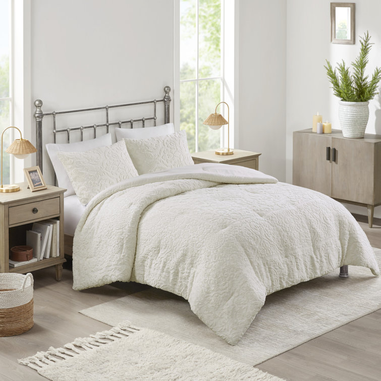 Ivory Full Microfiber Textured Bedspread Set
