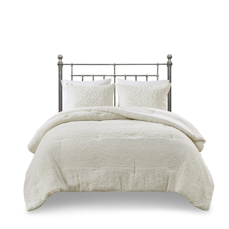 Ivory Full Microfiber Textured Bedspread Set