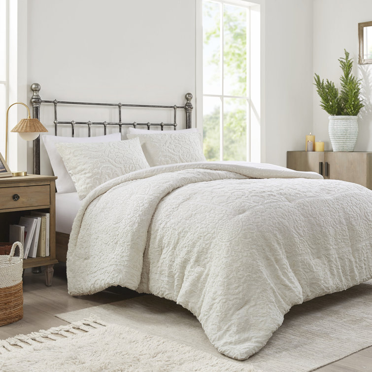 Ivory Full Microfiber Textured Bedspread Set
