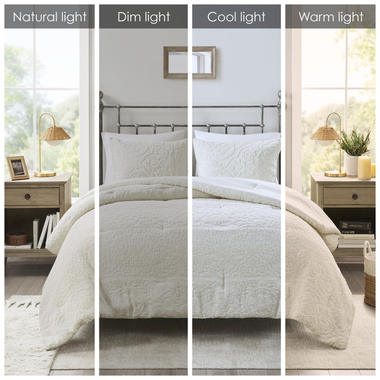 Ivory Full Microfiber Textured Bedspread Set