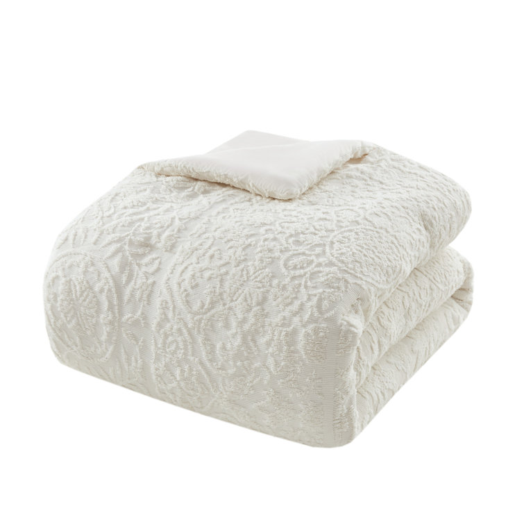Ivory Full Microfiber Textured Bedspread Set