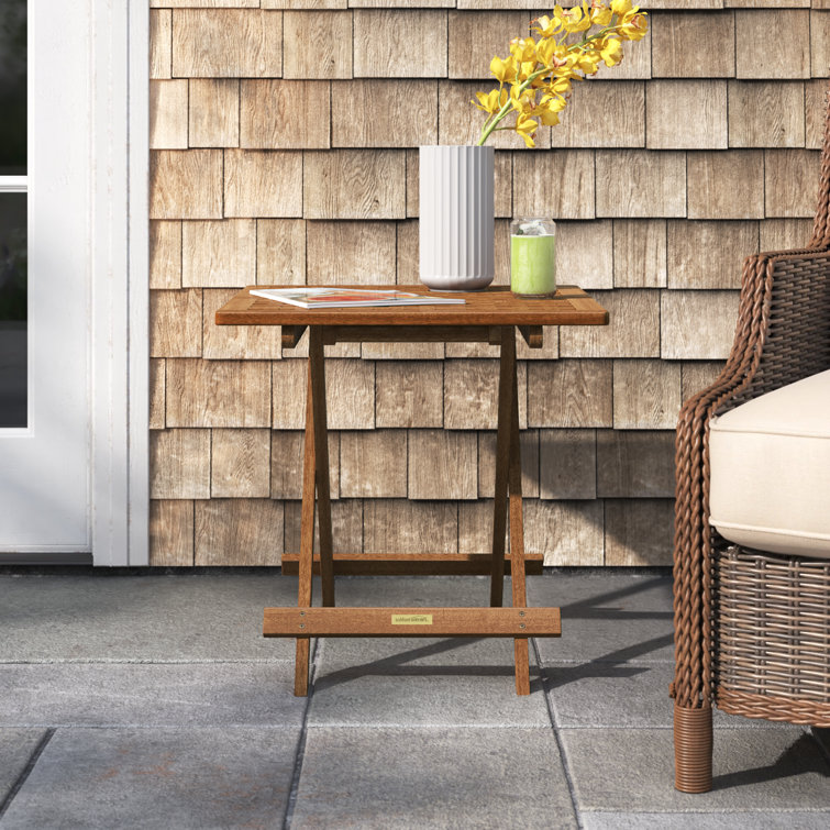 Classic Square Eucalyptus Folding End Table in Matte Brown
