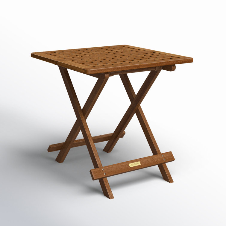 Classic Square Eucalyptus Folding End Table in Matte Brown