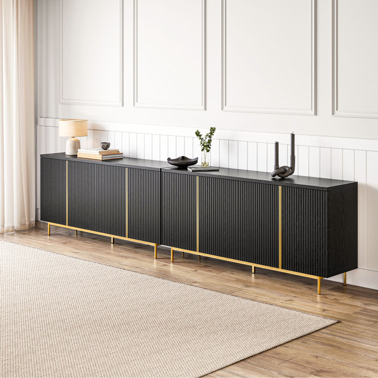 Ebony 63" Modern Sideboard Buffet Cabinet with Fluted Doors