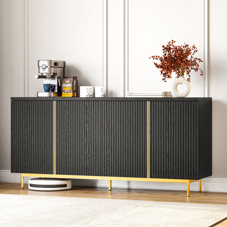 Ebony 63" Modern Sideboard Buffet Cabinet with Fluted Doors