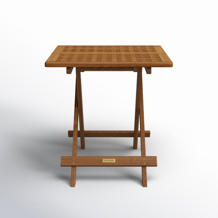 Classic Square Eucalyptus Folding End Table in Matte Brown