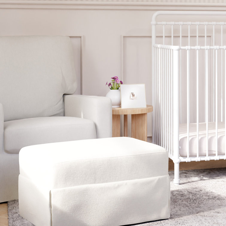 Cream Eco-Weave Swivel Glider Chair with Wood Base