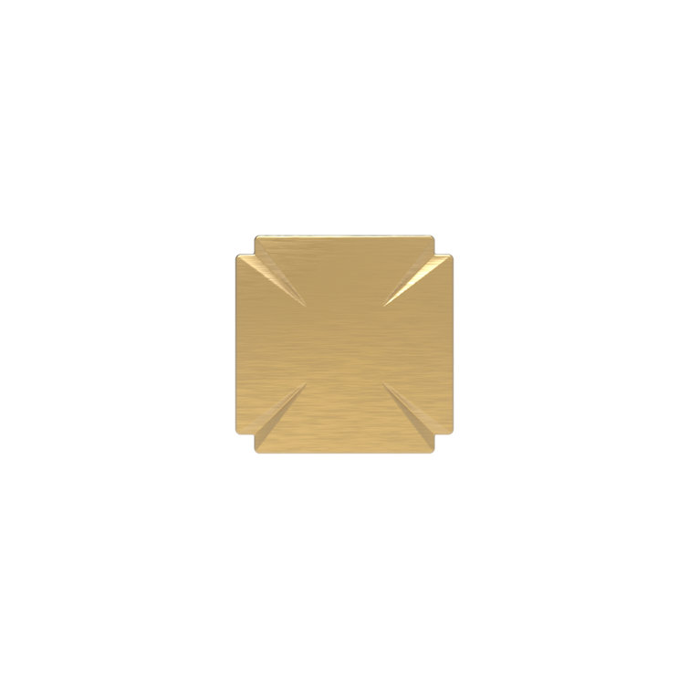 Brushed Golden Brass Square Cabinet Knob with Mounting Hardware