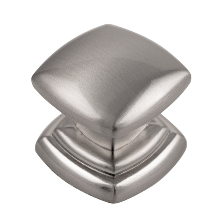 Satin Nickel Square Modern Cabinet Knob with Mounting Hardware