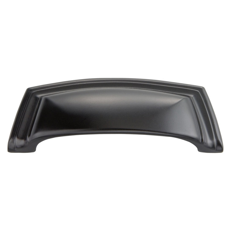 Matte Black Modern Cup Cabinet Pull with Mounting Hardware