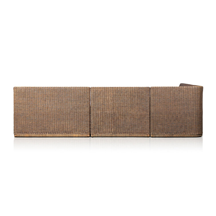 Senna 121" Brown Rattan Dining Banquette with Cushions