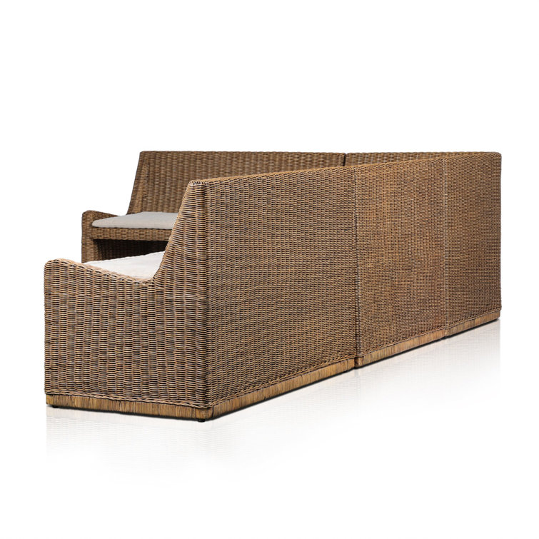 Senna 121" Brown Rattan Dining Banquette with Cushions