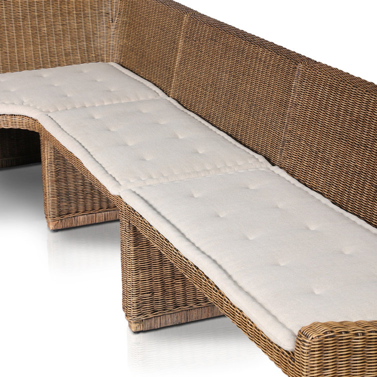 Senna 121" Brown Rattan Dining Banquette with Cushions