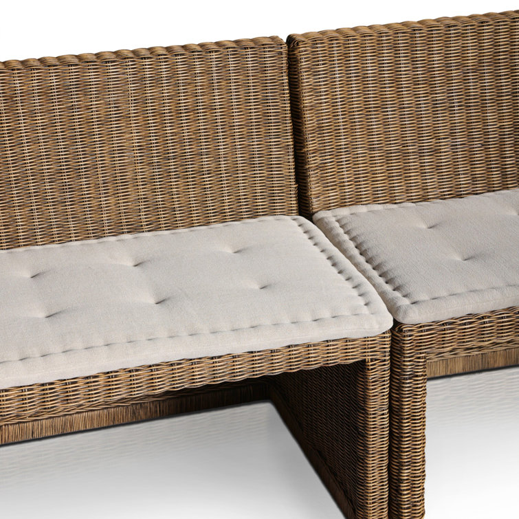 Senna 121" Brown Rattan Dining Banquette with Cushions