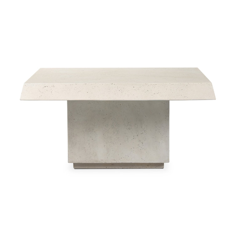 Aged White Concrete Square Outdoor Coffee Table