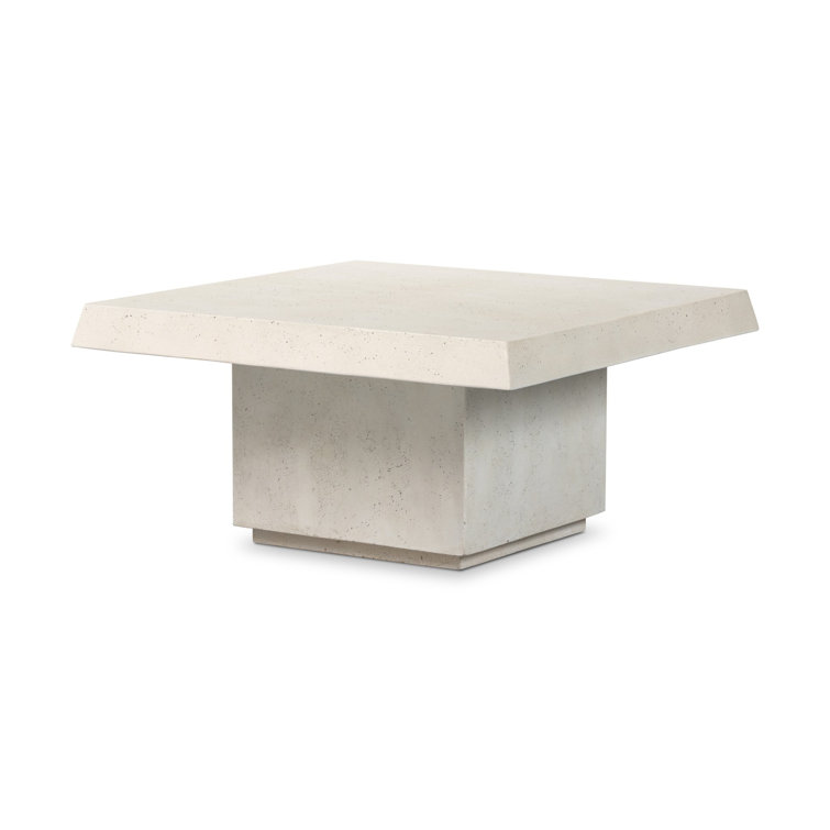 Aged White Concrete Square Outdoor Coffee Table