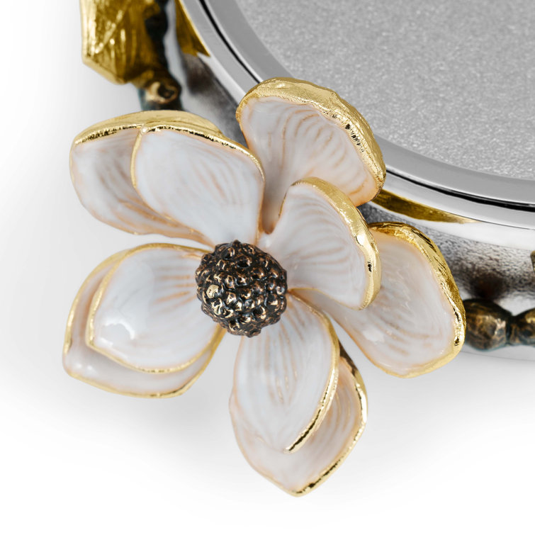 Elegant Floral Nickel and Gold Coaster Set