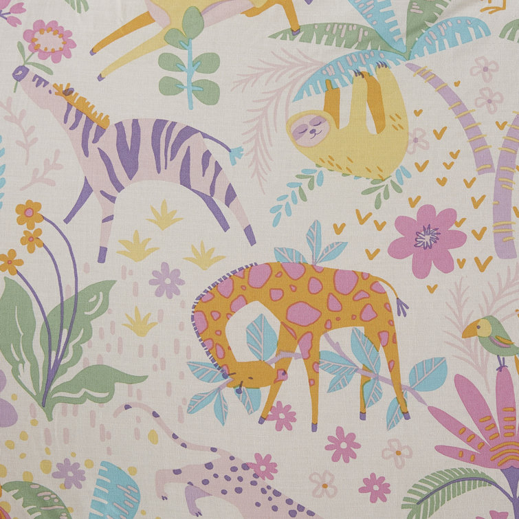 Twin Reversible Cotton Floral and Jungle Duvet Cover Set