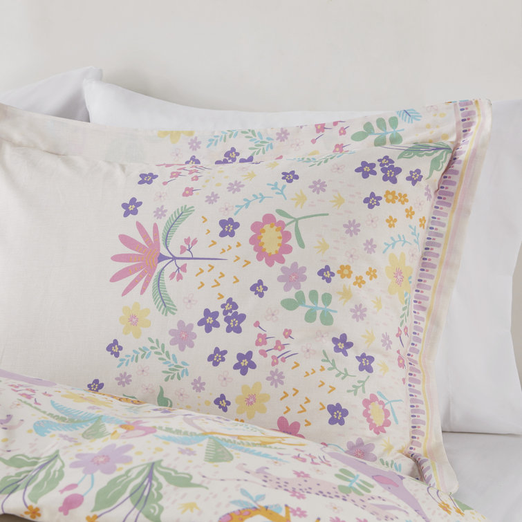 Twin Reversible Cotton Floral and Jungle Duvet Cover Set