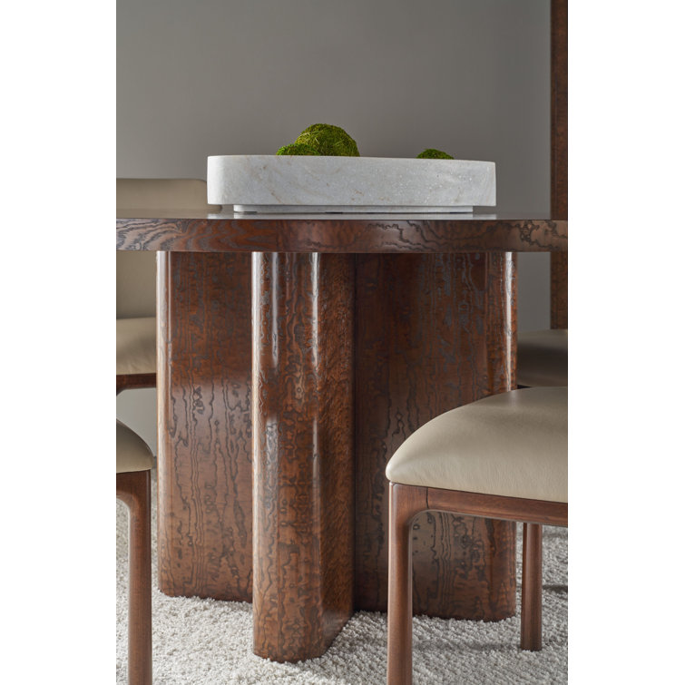 Kesden Round Pyramid Brown Wood Dining Table for Six