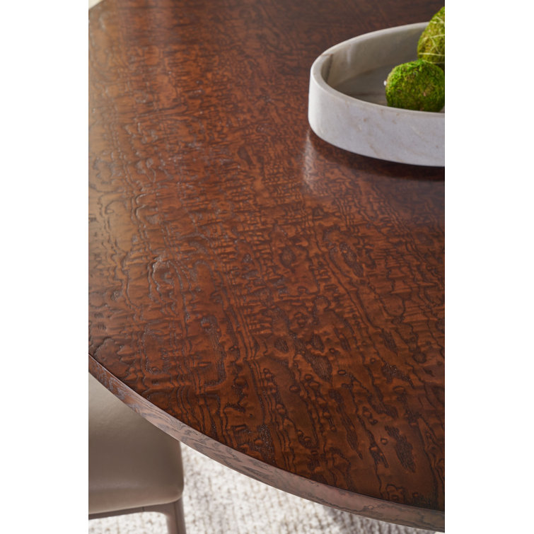 Kesden Round Pyramid Brown Wood Dining Table for Six