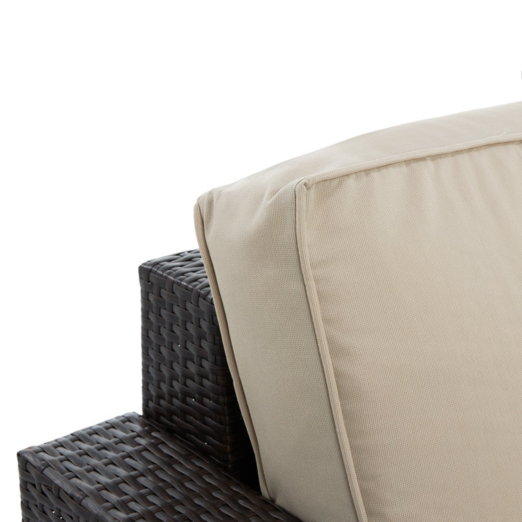 Laguna 71" Brown Wicker Outdoor Sofa with Beige Cushions