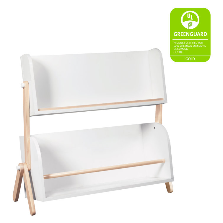 White and Light Wood Kids Bookcase with Storage Cubes