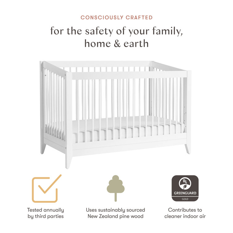 Sprout White 4-in-1 Convertible Crib with Tapered Feet