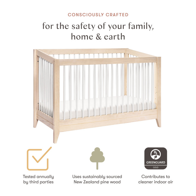 Washed Natural and White Pine 4-in-1 Convertible Crib