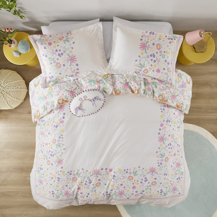 Twin Reversible Cotton Floral and Jungle Duvet Cover Set