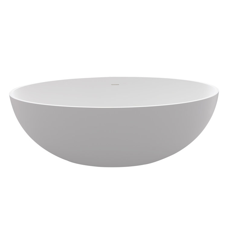 Cacciar 67" Matte White Freestanding Oval Soaking Bathtub