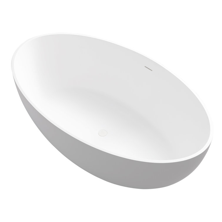 Cacciar 67" Matte White Freestanding Oval Soaking Bathtub