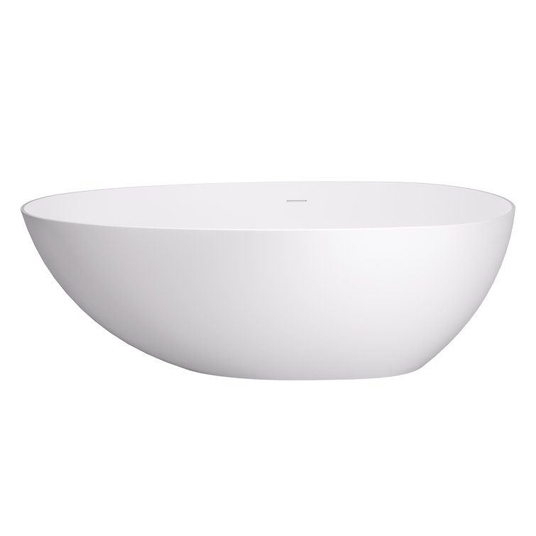 Giotto 59" Matte White Solid Surface Freestanding Soaking Bathtub