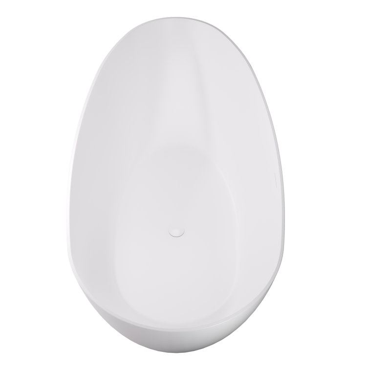 Giotto 59" Matte White Solid Surface Freestanding Soaking Bathtub