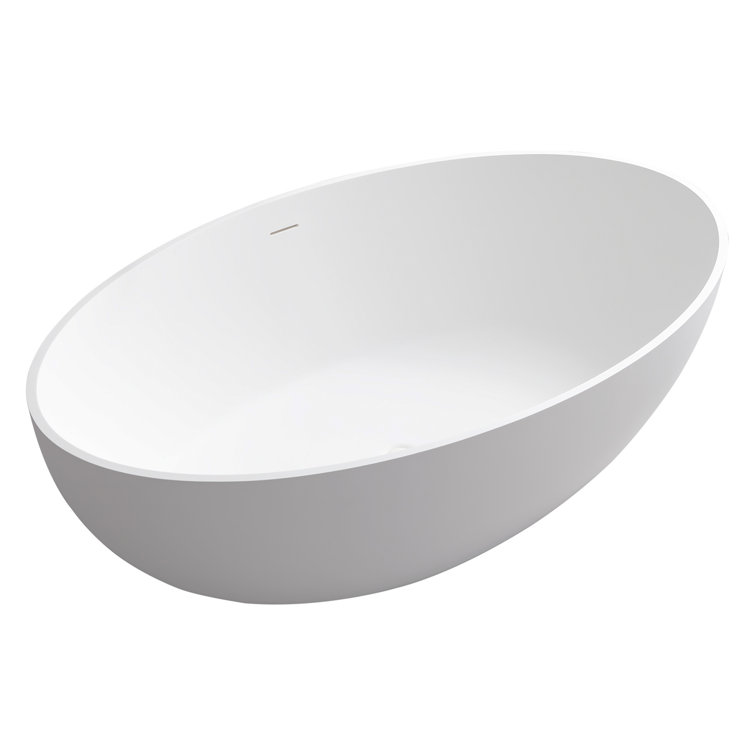 Cacciar 67" Matte White Freestanding Oval Soaking Bathtub