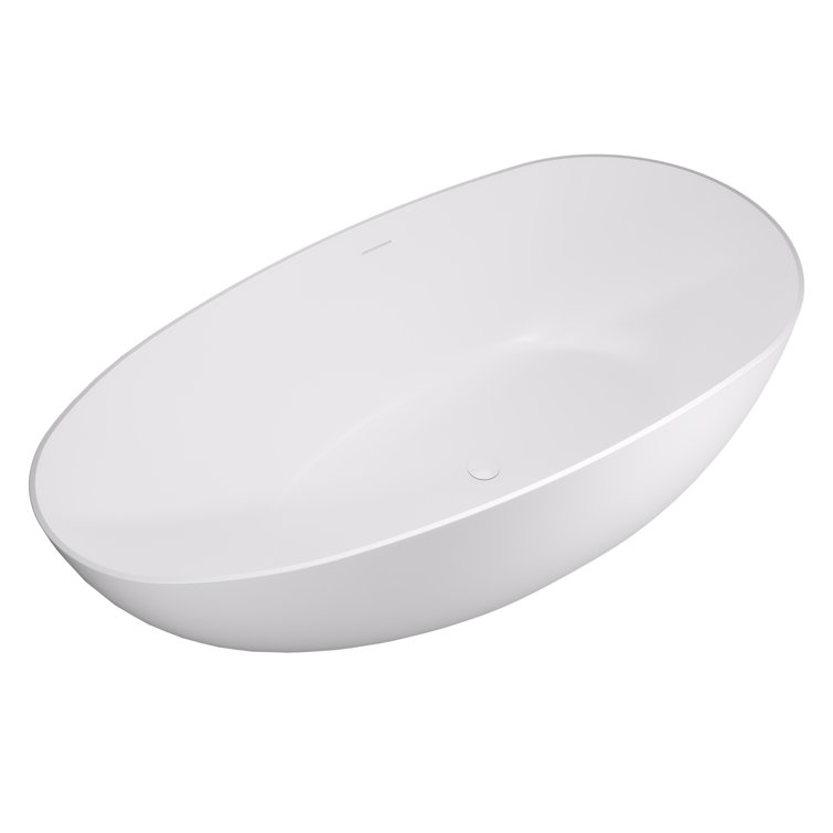 Giotto 59" Matte White Solid Surface Freestanding Soaking Bathtub