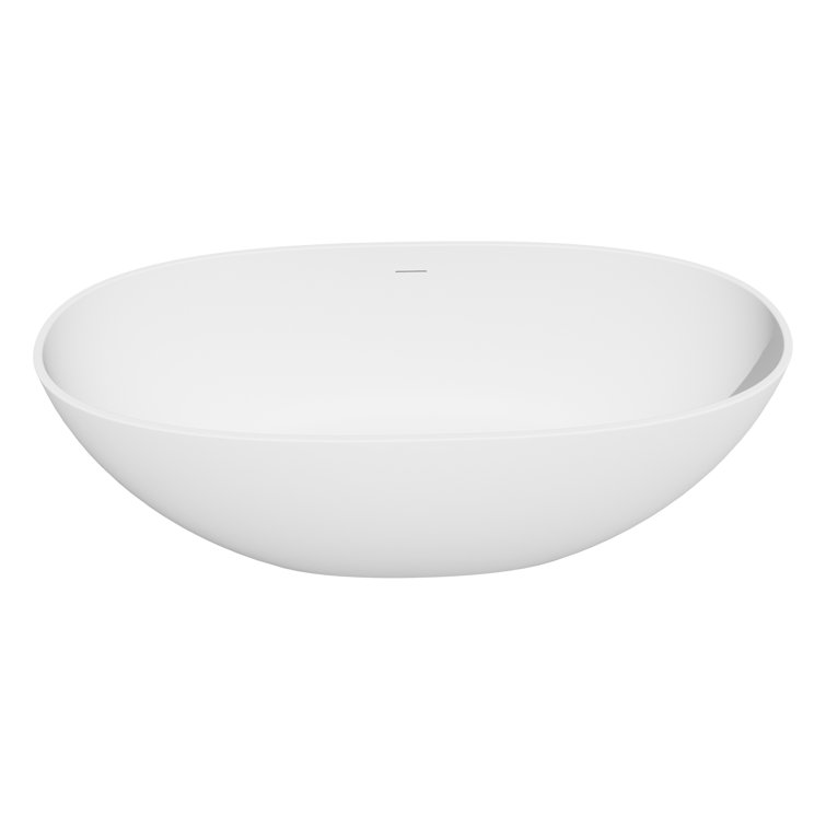 Euston 65'' Matte White Solid Surface Freestanding Oval Bathtub