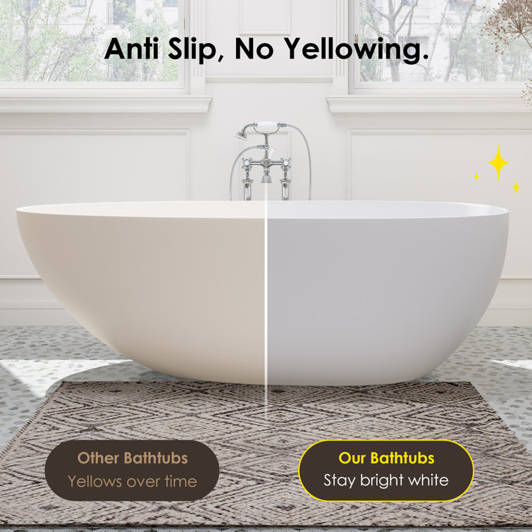 Giotto 59" Matte White Solid Surface Freestanding Soaking Bathtub