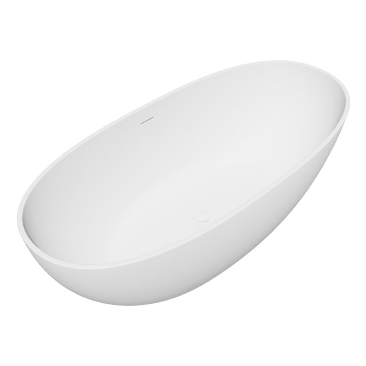 Euston 65'' Matte White Solid Surface Freestanding Oval Bathtub