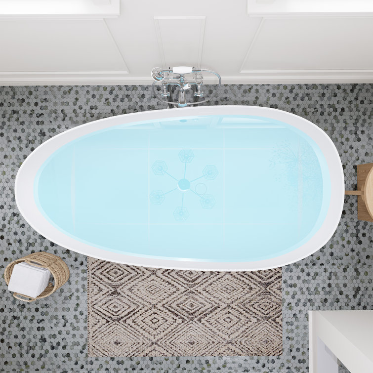 Giotto 59" Matte White Solid Surface Freestanding Soaking Bathtub