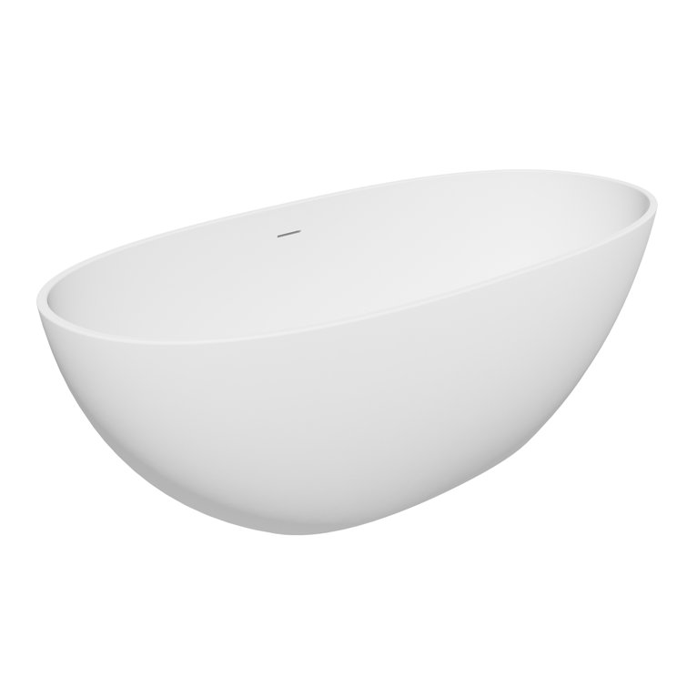 Euston 65'' Matte White Solid Surface Freestanding Oval Bathtub