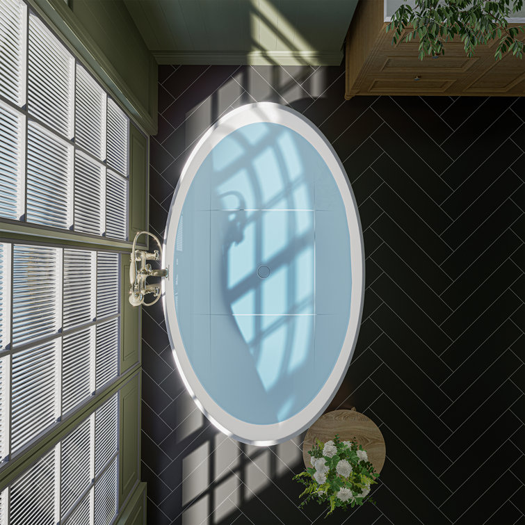 Cacciar 67" Matte White Freestanding Oval Soaking Bathtub