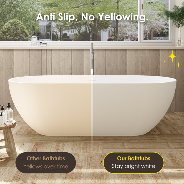 Ryder 69'' Matte White Solid Surface Freestanding Oval Bathtub
