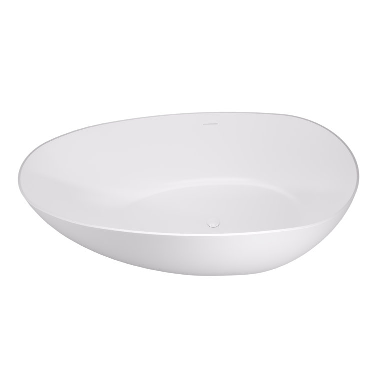 Giotto 59" Matte White Solid Surface Freestanding Soaking Bathtub