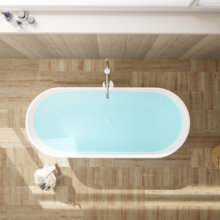 Ryder 69'' Matte White Solid Surface Freestanding Oval Bathtub