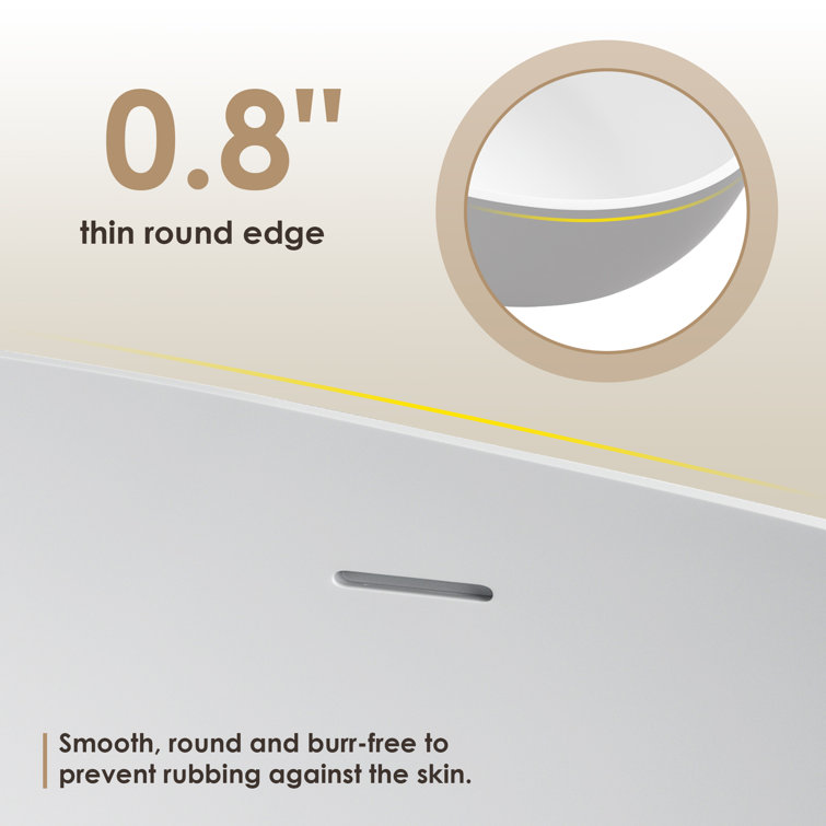 Euston 65'' Matte White Solid Surface Freestanding Oval Bathtub