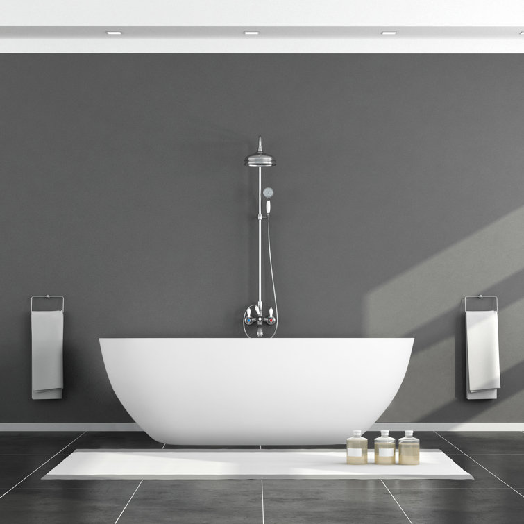Ryder 69'' Matte White Solid Surface Freestanding Oval Bathtub